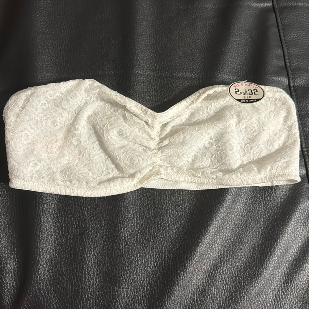Brand New PINK White Lace Bandeau, Tags still attached Size: Small